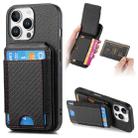 For iPhone 16 Pro Max Carbon Fiber Vertical Flip Wallet Stand Phone Case(Black) - 1