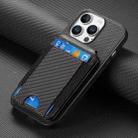 For iPhone 16 Pro Max Carbon Fiber Vertical Flip Wallet Stand Phone Case(Black) - 2