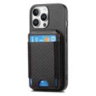 For iPhone 16 Pro Max Carbon Fiber Vertical Flip Wallet Stand Phone Case(Black) - 3