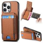 For iPhone 16 Pro Max Carbon Fiber Vertical Flip Wallet Stand Phone Case(Brown) - 1