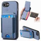 For iPhone 16e Carbon Fiber Vertical Flip Wallet Stand Phone Case(Blue) - 1