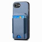 For iPhone 16e Carbon Fiber Vertical Flip Wallet Stand Phone Case(Blue) - 2