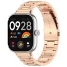 For Redmi Watch 4 Three Bead Stainless Steel Metal Watch Band(Rose Gold) - 1