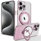 For iPhone 15 Pro Max Rotation MagSafe Holder Gradient Glitter TPU Phone Case(Pink) - 1