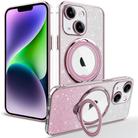 For iPhone 14 Plus Rotation MagSafe Holder Gradient Glitter TPU Phone Case(Pink) - 1