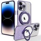 For iPhone 14 Pro Max Rotation MagSafe Holder Gradient Glitter TPU Phone Case(Night Purple) - 1