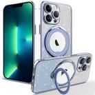 For iPhone 13 Pro Max Rotation MagSafe Holder Gradient Glitter TPU Phone Case(Sierra Blue) - 1