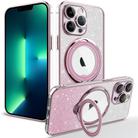 For iPhone 13 Pro Max Rotation MagSafe Holder Gradient Glitter TPU Phone Case(Pink) - 1