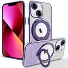 For  iPhone 13 Rotation MagSafe Holder Gradient Glitter TPU Phone Case(Night Purple) - 1