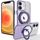 For iPhone 12  Rotation MagSafe Holder Gradient Glitter TPU Phone Case(Night Purple) - 1