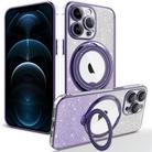 For iPhone 12 Pro Max Rotation MagSafe Holder Gradient Glitter TPU Phone Case(Night Purple) - 1