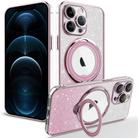 For iPhone 12 Pro Max Rotation MagSafe Holder Gradient Glitter TPU Phone Case(Pink) - 1