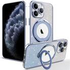 For iPhone 11 Pro Max Rotation MagSafe Holder Gradient Glitter TPU Phone Case(Sierra Blue) - 1