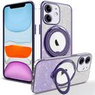 For iPhone 11 Rotation MagSafe Holder Gradient Glitter TPU Phone Case(Night Purple) - 1