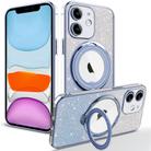 For iPhone 11 Rotation MagSafe Holder Gradient Glitter TPU Phone Case(Sierra Blue) - 1