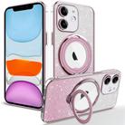 For iPhone 11 Rotation MagSafe Holder Gradient Glitter TPU Phone Case(Pink) - 1