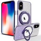 For iPhone X / XS Rotation MagSafe Holder Gradient Glitter TPU Phone Case(Night Purple) - 1