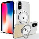 For iPhone X / XS Rotation MagSafe Holder Gradient Glitter TPU Phone Case(Gold) - 1