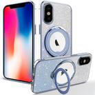 For iPhone X / XS Rotation MagSafe Holder Gradient Glitter TPU Phone Case(Sierra Blue) - 1