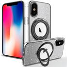 For iPhone X / XS Rotation MagSafe Holder Gradient Glitter TPU Phone Case(Black) - 1