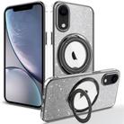 For iPhone XR Rotation MagSafe Holder Gradient Glitter TPU Phone Case(Black) - 1