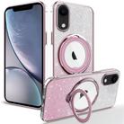 For iPhone XR Rotation MagSafe Holder Gradient Glitter TPU Phone Case(Pink) - 1