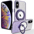 For iPhone XS Max Rotation MagSafe Holder Gradient Glitter TPU Phone Case(Night Purple) - 1