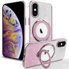 For iPhone XS Max Rotation MagSafe Holder Gradient Glitter TPU Phone Case(Pink) - 1