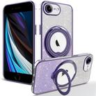 For iPhone 7 / 8 / SE 20222 Rotation MagSafe Holder Gradient Glitter TPU Phone Case(Night Purple) - 1