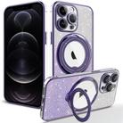 For iPhone 12 Pro Rotation MagSafe Holder Gradient Glitter TPU Phone Case(Night Purple) - 1