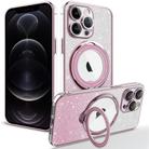 For iPhone 12 Pro Rotation MagSafe Holder Gradient Glitter TPU Phone Case(Pink) - 1