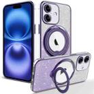 For iPhone 16 Rotation MagSafe Holder Gradient Glitter TPU Phone Case(Night Purple) - 1