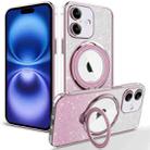 For iPhone 16 Rotation MagSafe Holder Gradient Glitter TPU Phone Case(Pink) - 1