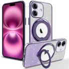 For iPhone 16 Plus Rotation MagSafe Holder Gradient Glitter TPU Phone Case(Night Purple) - 1