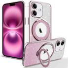 For iPhone 16 Plus Rotation MagSafe Holder Gradient Glitter TPU Phone Case(Pink) - 1