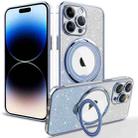 For iPhone 16 Pro Max Rotation MagSafe Holder Gradient Glitter TPU Phone Case(Sierra Blue) - 1