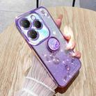 For Infinix Hot 40 Gradient Glitter Immortal Flower Ring All-inclusive Phone Case(Purple) - 1