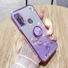For Infinix Hot 9 Play Gradient Glitter Immortal Flower Ring All-inclusive Phone Case(Purple) - 1