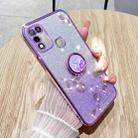 For Infinix Hot 10 Play Gradient Glitter Immortal Flower Ring All-inclusive Phone Case(Purple) - 1