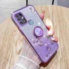 For Infinix Hot 10 Gradient Glitter Immortal Flower Ring All-inclusive Phone Case(Purple) - 1