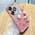 For Itel S23+ Gradient Glitter Immortal Flower Ring All-inclusive Phone Case(Pink) - 1