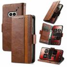 For Nothing Phone 2A CaseNeo Splicing Dual Magnetic Buckle Leather Phone Case(Brown) - 1