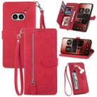 For Nothing Phone 2a Embossed Flower Zipper Leather Phone Case(Red) - 1