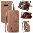 For Nothing Phone 2a Embossed Flower Zipper Leather Phone Case(Brown) - 1