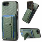 For iPhone 7 / 8 / SE 2022 Carbon Fiber Fold Stand Elastic Card Bag Phone Case(Green) - 1