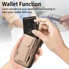 For iPhone 6 Plus / 6s Plus Carbon Fiber Fold Stand Elastic Card Bag Phone Case(Khaki) - 4