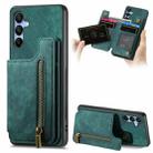 For Samsung Galaxy A15 5G Retro Leather Zipper Wallet Back Phone Case(Green) - 1