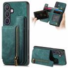For Samsung Galaxy S24+ 5G Retro Leather Zipper Wallet Back Phone Case(Green) - 1