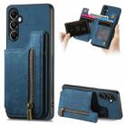 For Samsung Galaxy A05s Retro Leather Zipper Wallet Back Phone Case(Blue) - 1