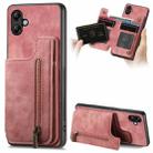 For Samsung Galaxy A04e Retro Leather Zipper Wallet Back Phone Case(Pink) - 1